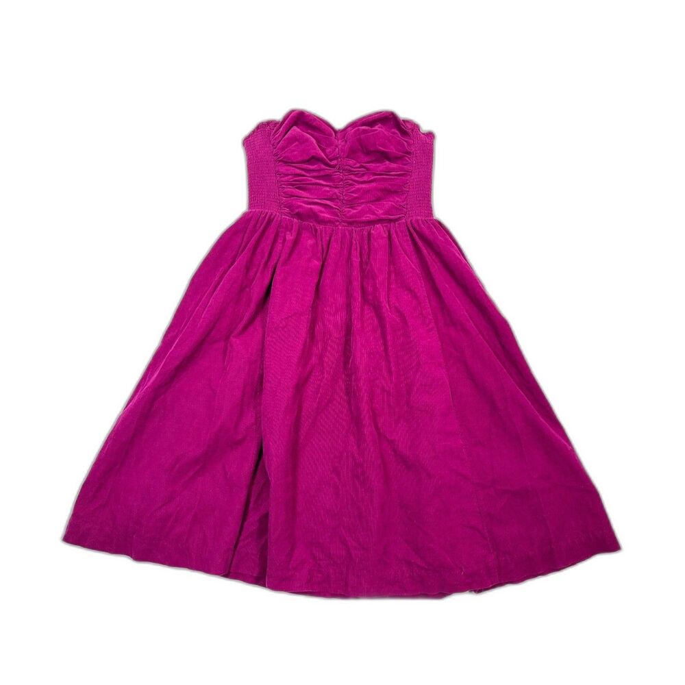 HD in Paris Anthropologie Corduroy Strapless Dress Magenta Purple Size 4 Ruched